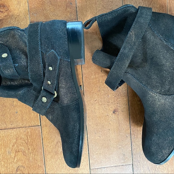 8M suede black/bronze Cynthia Vincent West boots booties, soft leather - Picture 2 of 4